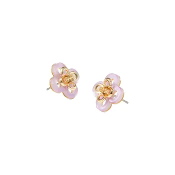 TORY BURCH Brass Stud Earrings Women's Gold/Light Pink