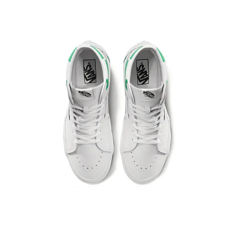 Vans Sk8 Hi 'Leather Check True White Fern Green'-2