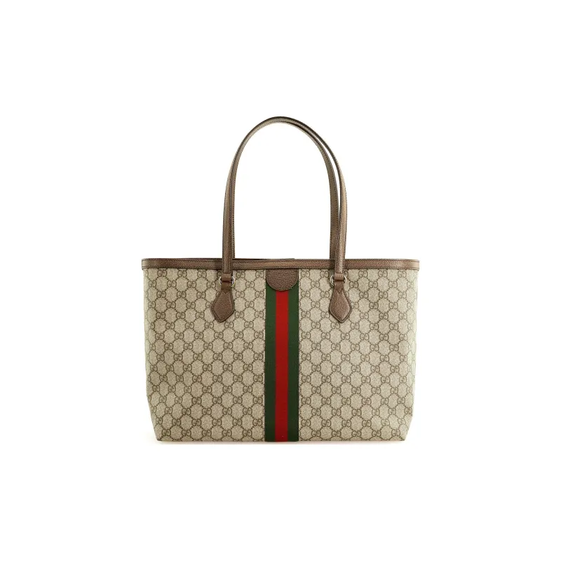 GUCCI Ophidia Canvas With Leather Large Capacity Tote One Shoulder Handbag Medium Size Unisex Ebony/Brown-2