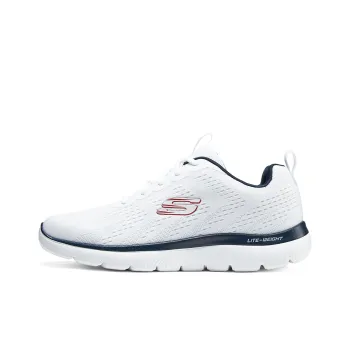 Skechers Lightweight Low Top Casual Running Shoes Men's White Blue