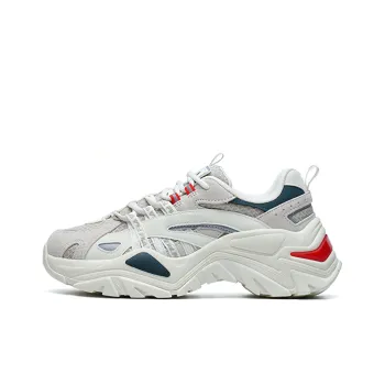 FILA Anti Slip Wear Resistant Low Top Chunky Sneakers Women's White Silver