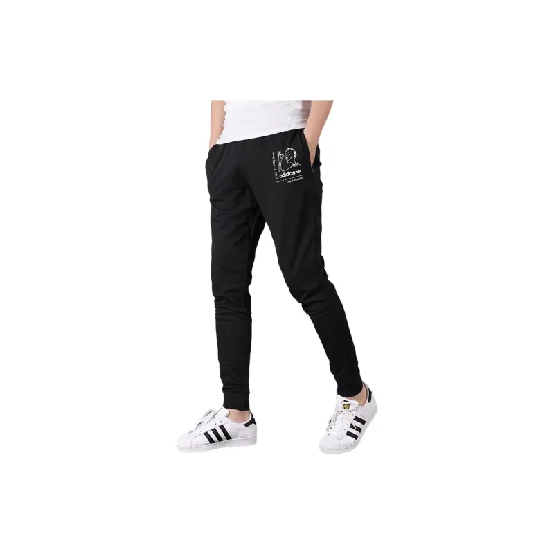 Adidas Originals TRACKPANTS Knitted Sports Pants Men's Black-4