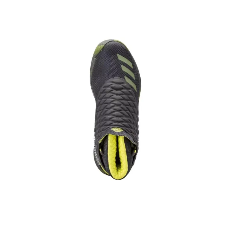 Adidas Ball 365 Cushioned Slip-Resistant High-Top Basketball Shoes Men's Black Green Yellow-3
