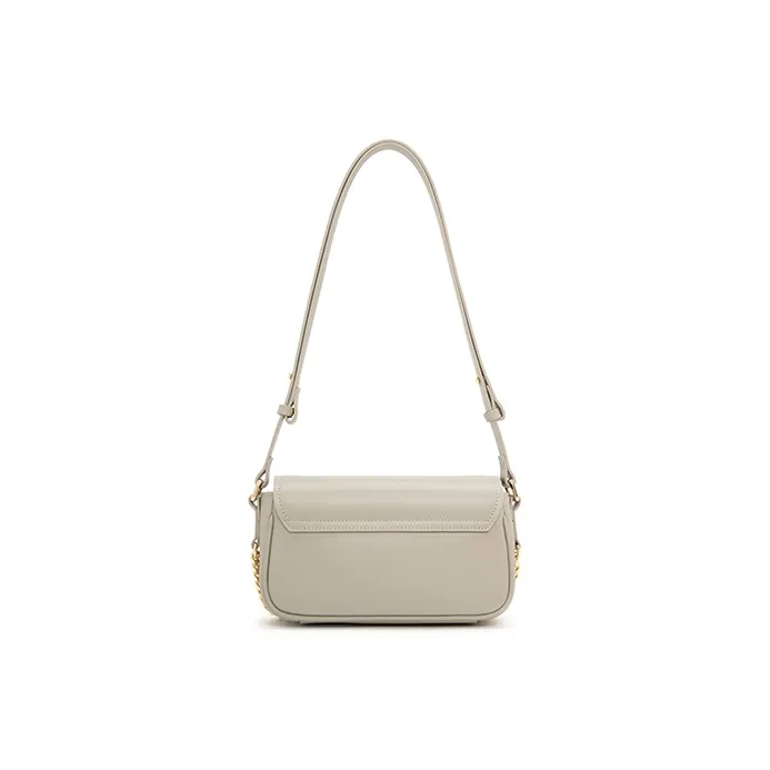ELLE Leather Shoulder Bag Regular Women's White/Gray/Pink-6