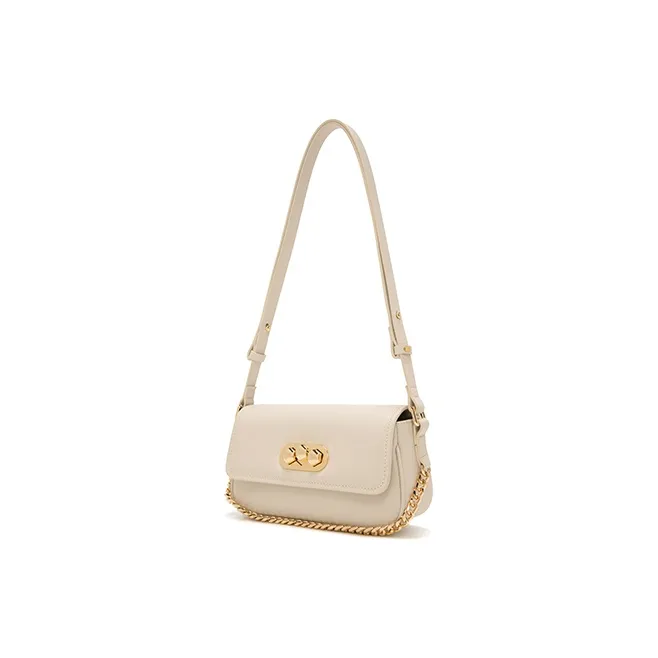 ELLE Leather Shoulder Bag Regular Women's White/Gray/Pink-1