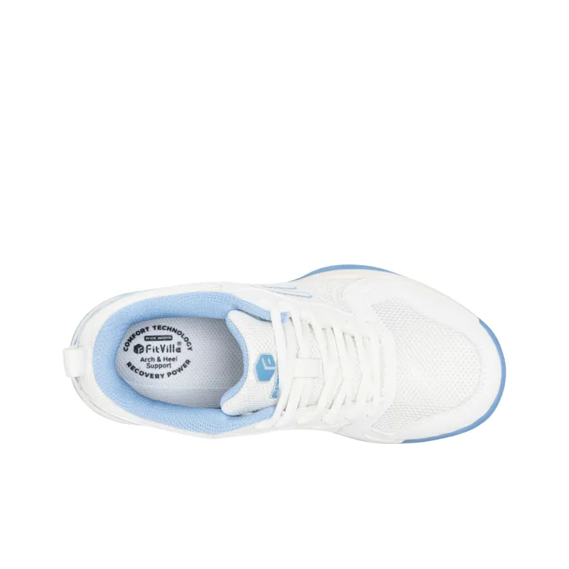 Fitville Cushioning, Abrasion Resistant, Slip Resistant Low Top Tennis Shoes Women's White Blue-21