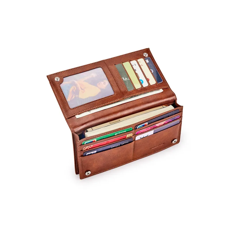WilliamPOLO Top Grain Cow Leather Multifunction Card Holder Wallet Regular Men's Multicolor-5