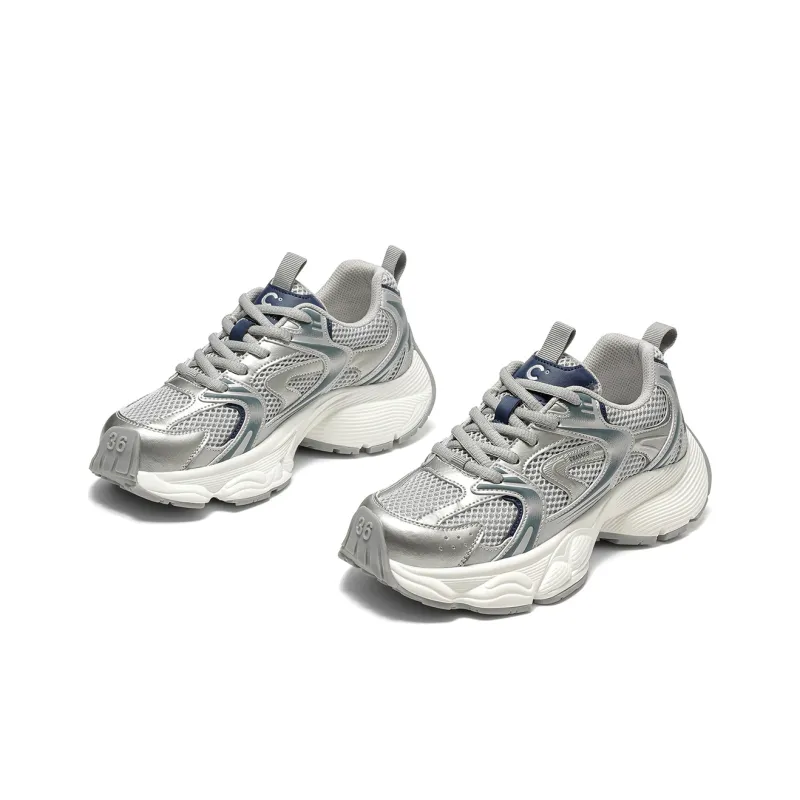C°BANNER Chunky Sneakers Women's Low Top Silver Blue-2