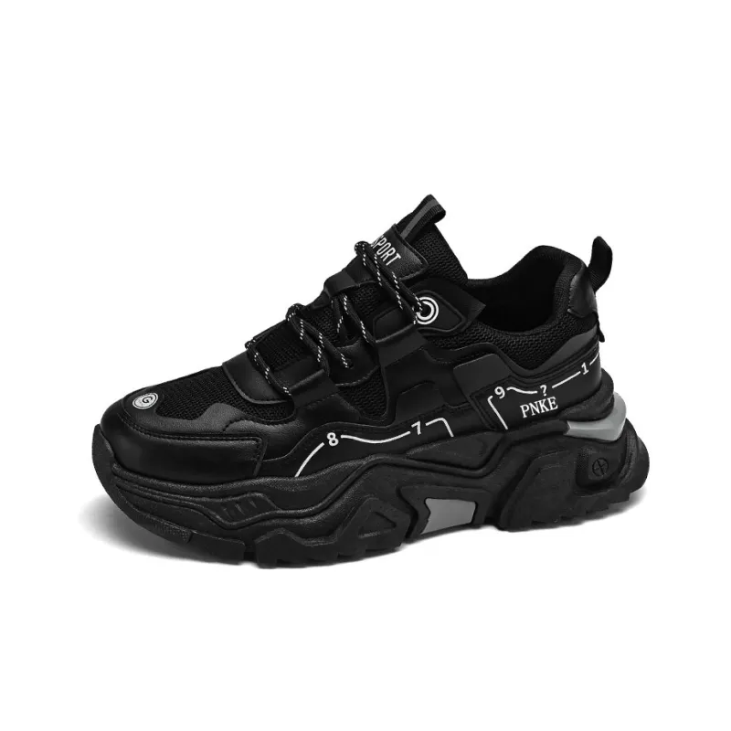 PNKE Anti-Slip Wear-Resistant Breathable Height Increasing Low-Top Chunky Sneakers Men's White-8