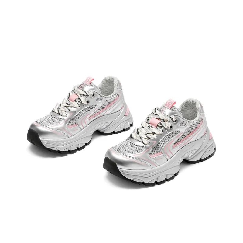 C°BANNER Chunky Sneakers Women's Low Top Silver Pink-2