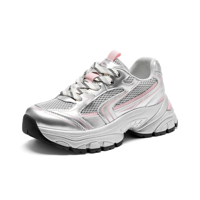 C°BANNER Chunky Sneakers Women's Low Top Silver Pink-1