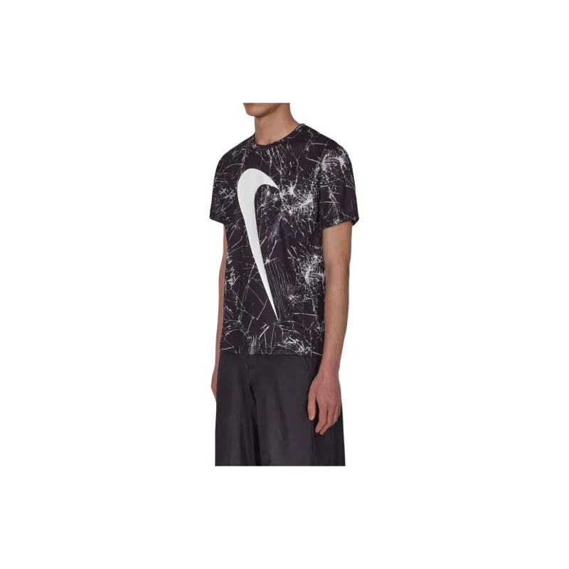 Comme Des Garçons Swoosh print Cracked T shirt-2