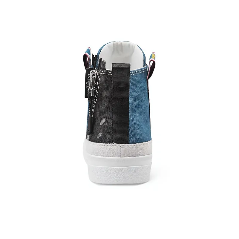 Kappa PLAYER Non slip Lightweight High Top Skateboard Shoes Unisex Blue Black-5