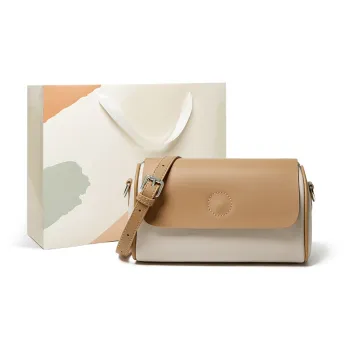 15 MINS Cow Leather Shoulder Bag Crossbody Bag Women's Milk Tea With Apricot/Milk White With Coffee/Coffee
