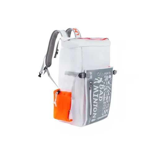 JNM Badminton Racket Bags 6 Pcs Pack Sporty Style Backpack Gray White Orange Unisex Individual Shoe Compartment