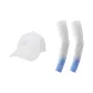 White Hats & Caps+White with Blue Cooling Arm Sleeves