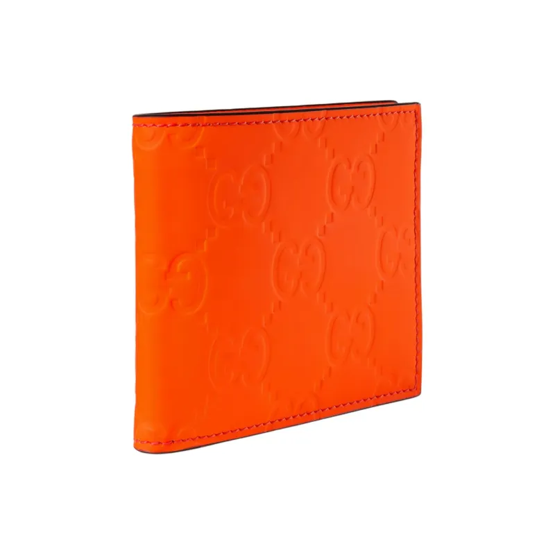 GUCCI Rubber Effect Leather Wallet Men's Orange-1