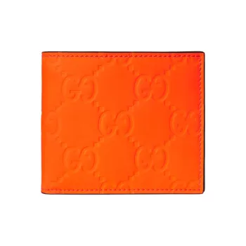 GUCCI Rubber Effect Leather Wallet Men's Orange