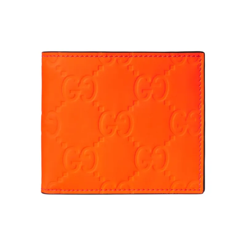 GUCCI Rubber Effect Leather Wallet Men's Orange-0