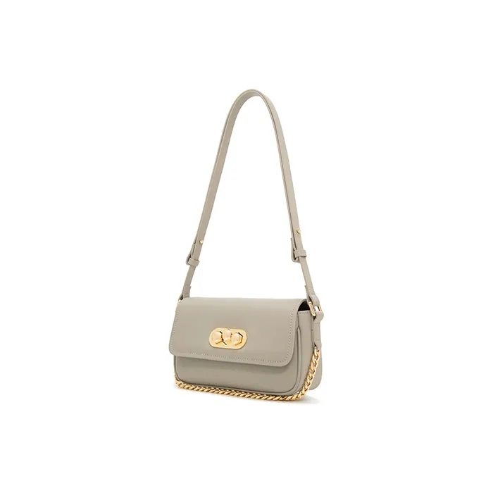 ELLE Leather Shoulder Bag Regular Women's White/Gray/Pink-5