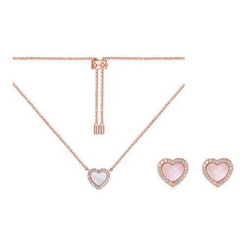 apm monaco ETERNELLE Pink Fritillaria Love Necklace and Earrings Set