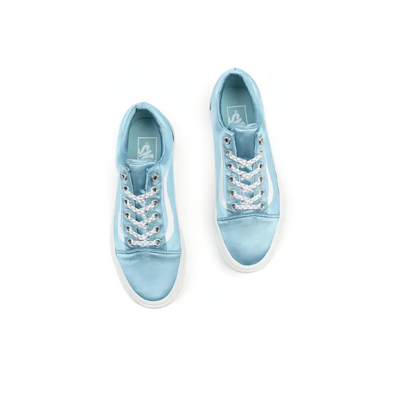 Vans Unisex Sparkle Check Old Skool Platform Sneakers Blue-3