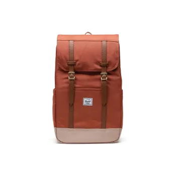 Herschel Recycled Fabric Backpack Unisex Orange Red With Light Brown Accents