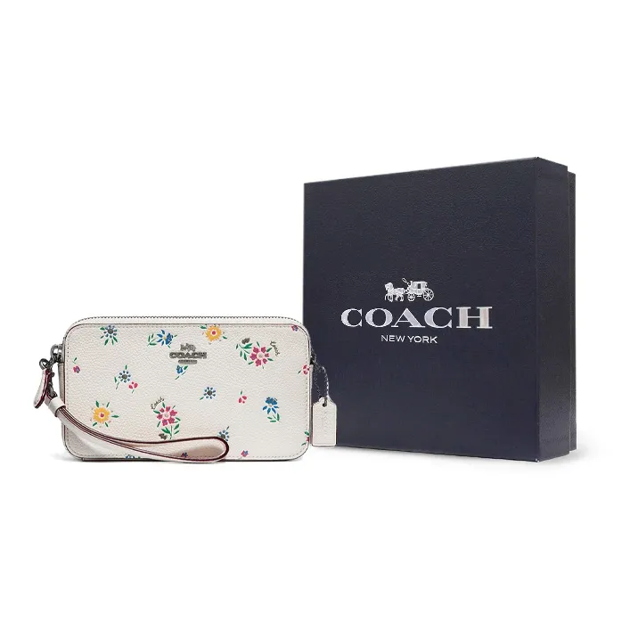 COACH Kira Leather Small Square Bag Shoulder Bag, Crossbody Bag Women's White-5