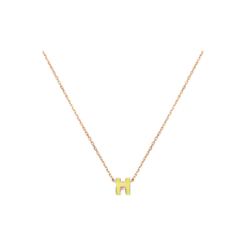 HERMES Pop H Necklace Collection Metal Necklaces Women's Yellow-2