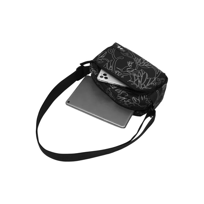 LiNing Chinese Culture Series Polyester Crossbody Bag Unisex Black All Over Print-4