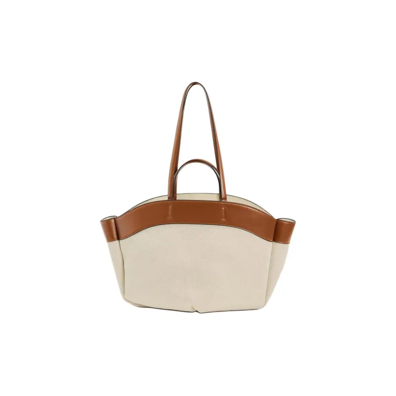 ZARA Cotton With Polyester Tote Bag Shopping Bag Handbag Shoulder Bag Women's Dark Brown Yellow-4