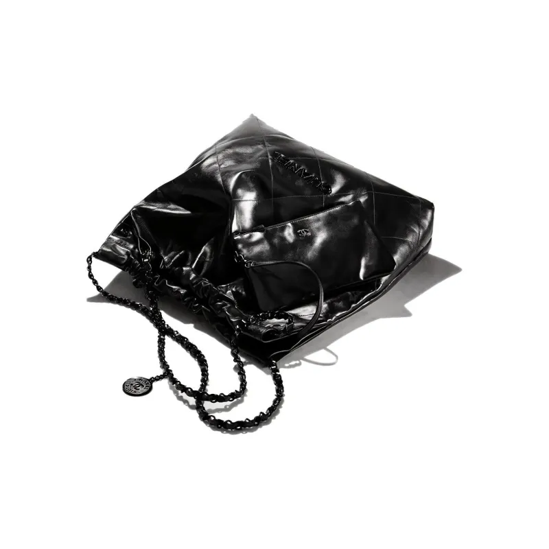 CHANEL 22BagSo Black Cow Leather Tote Bag, Shopping Bag, Handbag, Shoulder Bag Tubas Women's Black-2