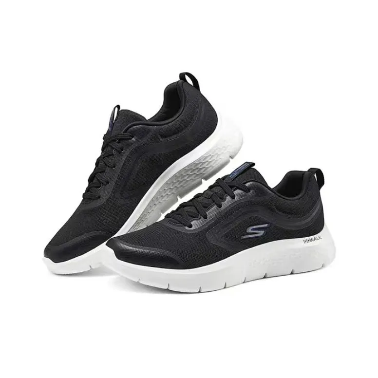 Skechers Go Walk Fle Anti-Slip Wear-Resistant Low-Top Casual Shoes Men's Black White-4