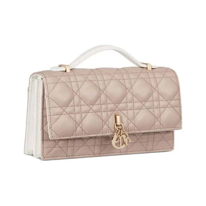 DIOR Sheepskin Shoulder Bag Crossbody Bag Mini Women's Milk White & Beige Brown-1