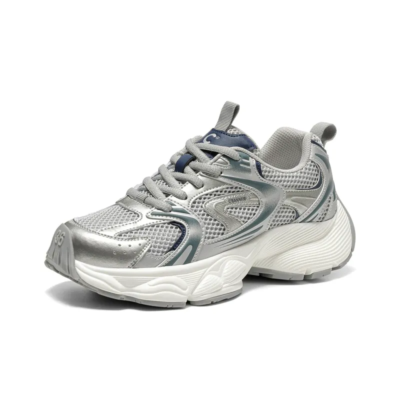 C°BANNER Chunky Sneakers Women's Low Top Silver Blue-1