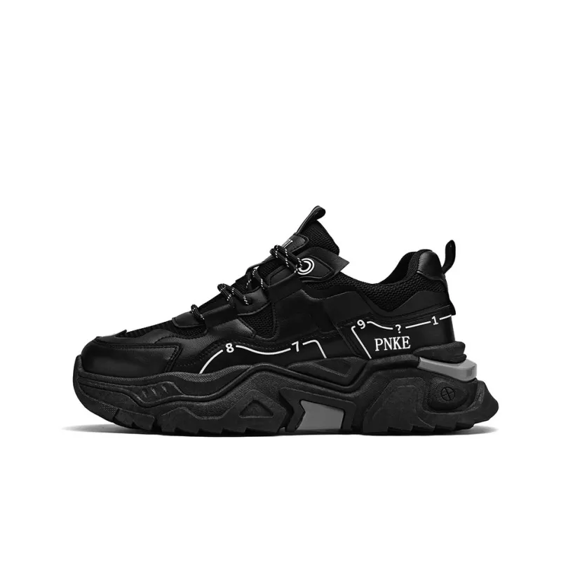 PNKE Anti-Slip Wear-Resistant Breathable Height Increasing Low-Top Chunky Sneakers Men's White-7
