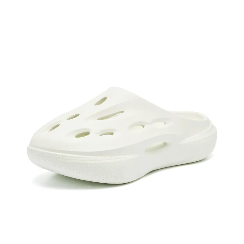 QIAODAN Poison Tooth Slippers Quick Dry Slip Resistant Abrasion Resistant Quiet Slide Slippers Women's Ivory-2