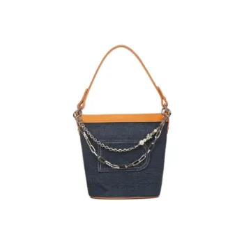 DEERE JACK Denim Canvas Bag, Bucket Bag, Crossbody Bag, One Shoulder Handbag Trumpets Women's Dark Blue