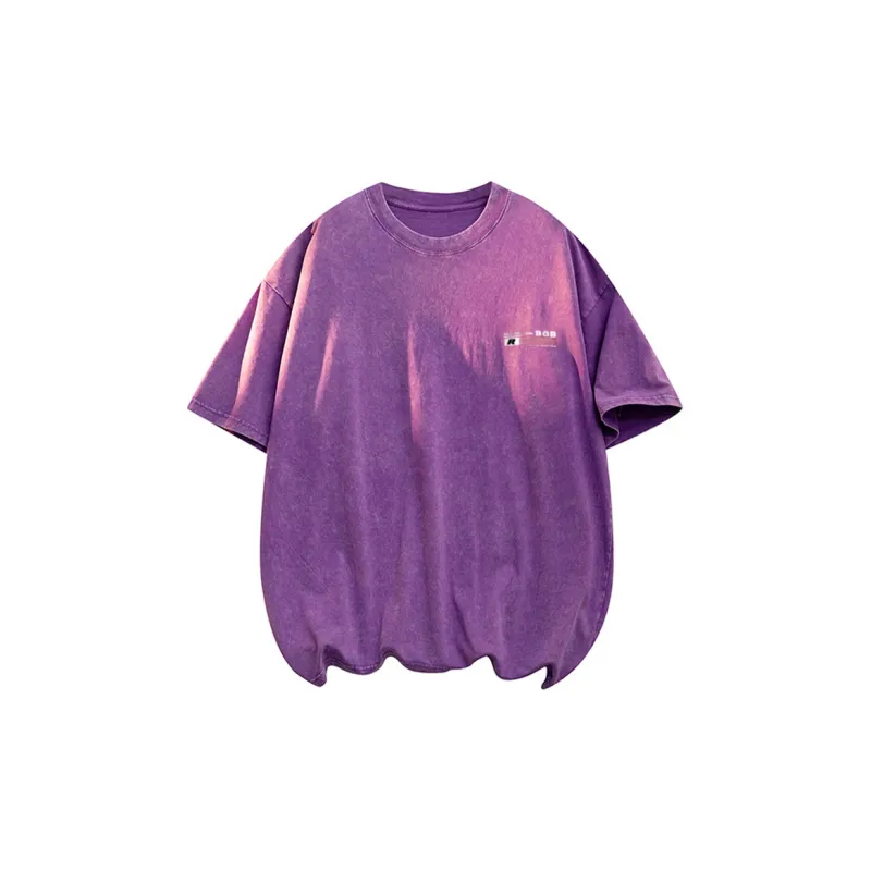 BOBBY ABLEY Tie Dye Washable Distressed Heavyweight Off The Shoulder T Shirt Unisex-5