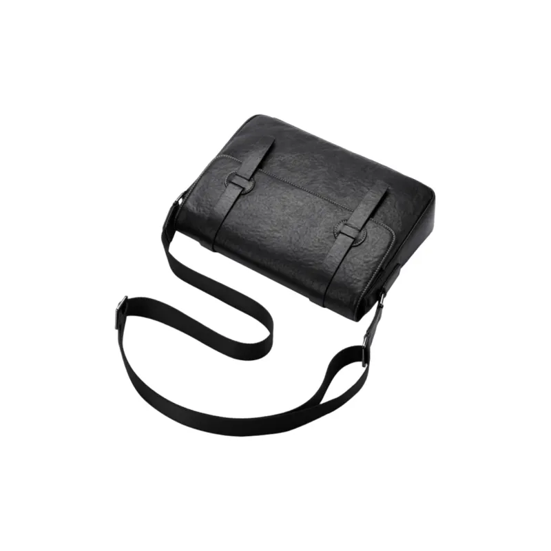 ROSEROOEN Top Grain Cow Leather Shoulder Bag Regular Unisex Black-5