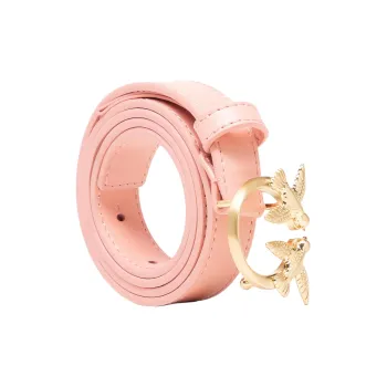 PINKO Pattern Decoration Smooth Buckle Leather Belts Unisex Pink Width: 2cm