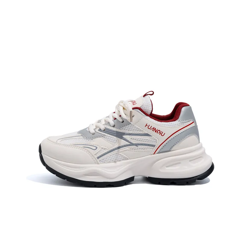 HUANQIU Shock Absorbers Low Top Chunky Sneakers Women's Red-0