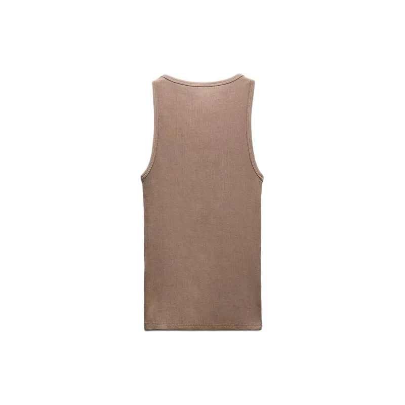 ZARA Tank Tops Women's Khaki-1