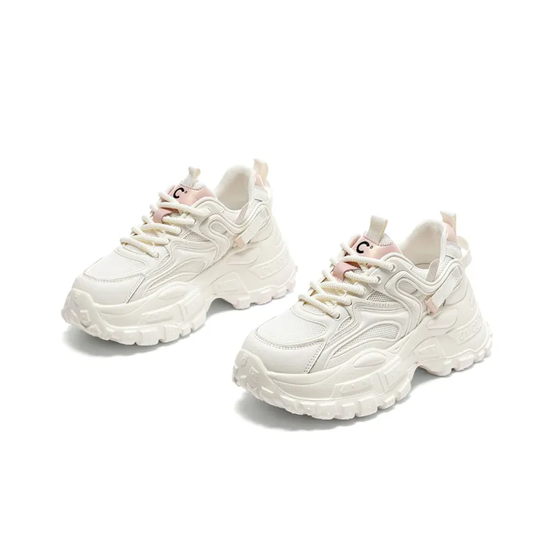 C°BANNER Chunky Sneakers Women's Low Top Beige Pink-2
