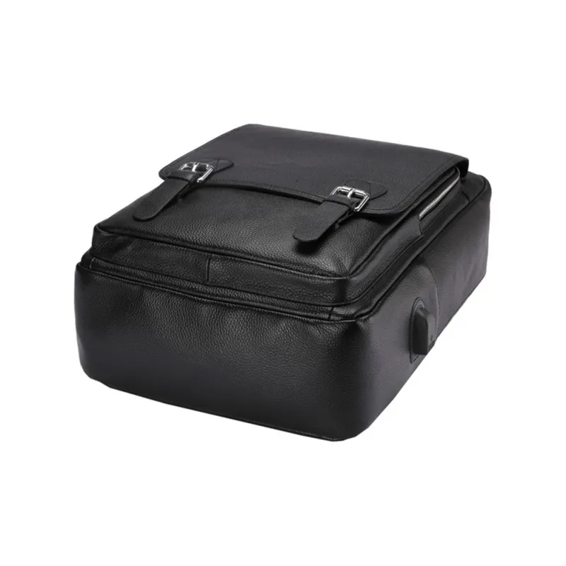 CMLZIUA Top Grain Cow Leather Backpack Large Size Unisex Black-4
