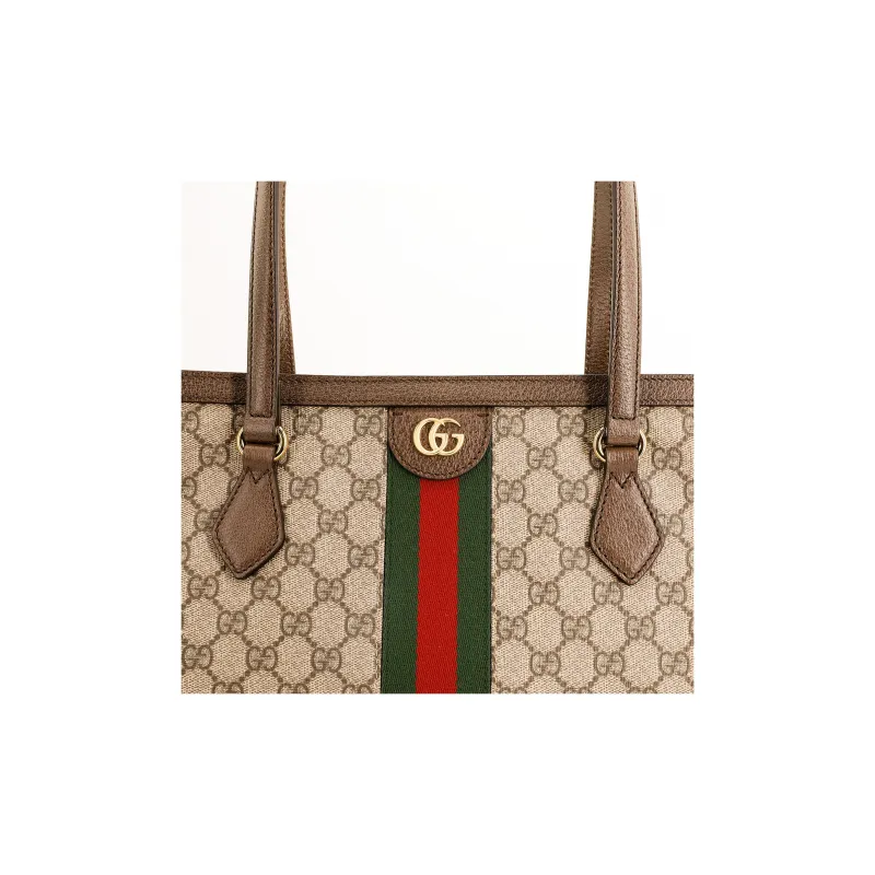 GUCCI Ophidia Canvas With Leather Large Capacity Tote One Shoulder Handbag Medium Size Unisex Ebony/Brown-4