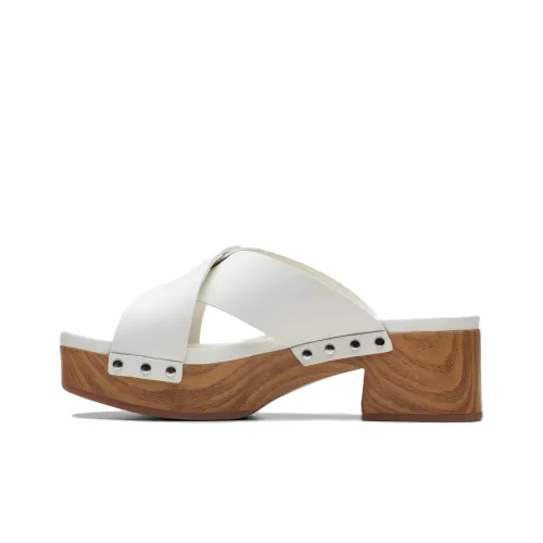 Clarks Slide Slippers 6cm Women's White
