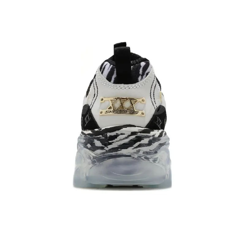 Skechers D'LITES CRYSTAL Chunky Sneakers Women's Low Top White/Black/Gold/Blue/Gray-3
