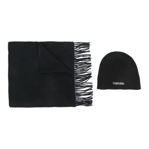 Calvin Klein Logo-embroidered Beanie And Scarf Set