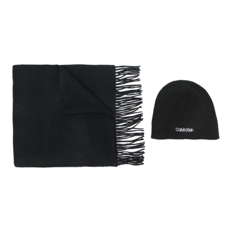 Calvin Klein Logo embroidered Beanie And Scarf Set-0
